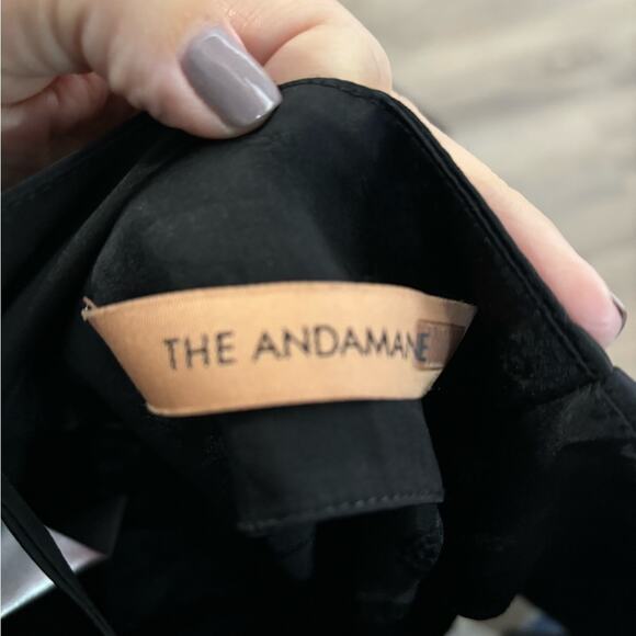 The Andamane Black Puff Sleeve Blouse With Open Back Size Medium - Picture 2 of 6